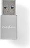 Nedis USB-A Adapter - USB 3.2 Gen 1 - USB-A Male - USB-C Female - 5 Gbps - Rond - Vernikkeld - Zilver - Cover Box