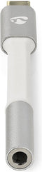 Nedis USB-C Adapter - USB 2.0 - USB-C Male - 3,5 mm Female - 0.08 m - Rond - Verguld - Gevlochten / Nylon - Wit / Zilver - Cover Window Box