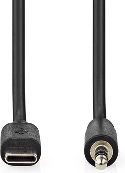 Nedis USB-C Adapter - USB 2.0 - USB-C Male - 3,5 mm Male - 1.00 m - Rond - Vernikkeld - PVC - Zwart - Doos