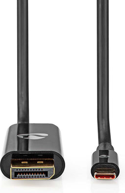Nedis USB-C Adapter - USB 3.2 Gen 1 - USB-C Male - DisplayPort Male / USB-C Female - 8K@30Hz - 2.00 m - Rond - Vernikkeld - PVC - Zwart - Envelop