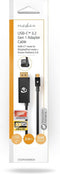 Nedis USB-C Adapter - USB 3.2 Gen 1 - USB-C Male - DisplayPort Male / USB-C Female - 8K@30Hz - 2.00 m - Rond - Vernikkeld - PVC - Zwart - Envelop