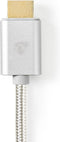 Nedis USB-C Adapter - USB 3.2 Gen 1 - USB-C Male - HDMI Connector - 4K@60Hz - 18 Gbps - 2.00 m - Rond - Verguld - Gevlochten / Nylon - Aluminium - Cover Window Box