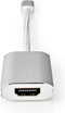Nedis USB-C Adapter - USB 3.2 Gen 1 - USB-C Male - HDMI Output - 4K@60Hz - Power delivery - 0.20 m - Rond - Verguld - Gevlochten / Nylon - Zilver - Cover Window Box