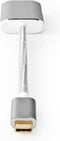 Nedis USB-C Adapter - USB 3.2 Gen 1 - USB-C Male - Mini DisplayPort Female - Power delivery - 0.20 m - Rond - Verguld - Gevlochten / Nylon - Zilver - Cover Window Box