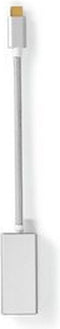 Nedis USB-C Adapter - USB 3.2 Gen 1 - USB-C Male - Mini DisplayPort Female - 0.20 m - Rond - Verguld - Gevlochten / Nylon - Zilver - Cover Window Box