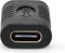 Nedis USB-C Adapter - USB 3.2 Gen 2 - USB-C Female - USB-C Female - 4K@60Hz - 10 Gbps - Rond - Vernikkeld - Zwart - Envelop