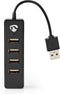 Nedis USB-Hub - USB-A Male - 4x USB A Female - 4-Poorts poort(en) - USB 2.0 - USB Gevoed