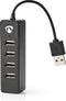 Nedis USB-Hub - USB-A Male - 4x USB A Female - 4-Poorts poort(en) - USB 2.0 - USB Gevoed