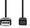 Nedis USB-Kabel - USB 2.0 - USB-A Male - Mini 4-Pin Male - 480 Mbps - Vernikkeld - 2.00 m - Rond - PVC - Zwart - Polybag