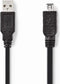 Nedis USB-Kabel - USB 2.0 - USB-A Male - Mini 4-Pin Male - 480 Mbps - Vernikkeld - 2.00 m - Rond - PVC - Zwart - Polybag