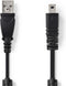 Nedis USB-Kabel - USB 2.0 - USB-A Male - US-E6 8-pins Male - 480 Mbps - Vernikkeld - 2.00 m - Rond - PVC - Zwart - Label