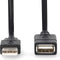 Nedis USB-Kabel - USB 2.0 - USB-A Male - USB-A Female - 480 Mbps - Vernikkeld - 3.00 m - Rond - PVC - Zwart - Doos