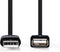 Nedis USB-Kabel - USB 2.0 - USB-A Male - USB-A Female - 480 Mbps - Vernikkeld - 2.00 m - Rond - PVC - Zwart - Doos