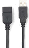 Nedis USB-Kabel - USB 2.0 - USB-A Male - USB-A Female - 480 Mbps - Vernikkeld - 2.00 m - Rond - PVC - Zwart - Doos
