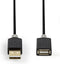 Nedis USB-Kabel - USB 2.0 - USB-A Male - USB-A Female - 480 Mbps - Verguld - 2.00 m - Rond - PVC - Antraciet - Doos
