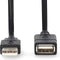Nedis USB-Kabel - USB 2.0 - USB-A Male - USB-A Female - 480 Mbps - Vernikkeld - 2.00 m - Rond - PVC - Zwart - Doos