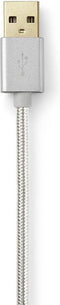 Nedis USB-Kabel - USB 2.0 - USB-A Male - USB-A Male - 10 W - 480 Mbps - Verguld - 2.00 m - Rond - Gevlochten / Nylon - Aluminium - Cover Window Box