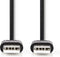 Nedis USB-Kabel - USB 2.0 - USB-A Male - USB-A Male - 480 Mbps - Vernikkeld - 2.00 m - Rond - PVC - Zwart - Label