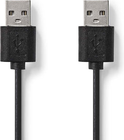 Nedis USB-Kabel - USB 2.0 - USB-A Male - USB-A Male - 480 Mbps - Vernikkeld - 2.00 m - Rond - PVC - Zwart - Label