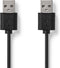 Nedis USB-Kabel - USB 2.0 - USB-A Male - USB-A Male - 480 Mbps - Vernikkeld - 2.00 m - Rond - PVC - Zwart - Label