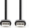 Nedis USB-Kabel - USB 2.0 - USB-A Male - USB-A Male - 5.5 W - 480 Mbps - Vernikkeld - 2.00 m - Rond - PVC - Zwart - Label