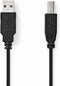 Nedis USB-Kabel - USB 2.0 - USB-A Male - USB-B Male - 10 W - 480 Mbps - Vernikkeld - 2.00 m - Rond - PVC - Zwart - Label