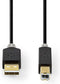 Nedis USB-Kabel - USB 2.0 - USB-A Male - USB-B Male - 480 Mbps - Verguld - 3.00 m - Rond - PVC - Antraciet - Window Box