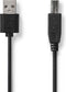 Nedis USB-Kabel - USB 2.0 - USB-A Male - USB-B Male - 480 Mbps - Vernikkeld - 3.00 m - Rond - PVC - Zwart - Label