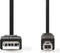 Nedis USB-Kabel - USB 2.0 - USB-A Male - USB-B Male - 480 Mbps - Vernikkeld - 2.00 m - Rond - PVC - Zwart - Doos