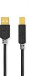 Nedis USB-Kabel - USB 2.0 - USB-A Male - USB-B Male - 480 Mbps - Verguld - 1.00 m - Rond - PVC - Antraciet - Doos