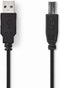 Nedis USB-Kabel - USB 2.0 - USB-A Male - USB-B Male - 480 Mbps - Vernikkeld - 2.00 m - Rond - PVC - Zwart - Doos