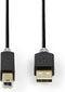 Nedis USB-Kabel - USB 2.0 - USB-A Male - USB-B Male - 480 Mbps - Verguld - 2.00 m - Rond - PVC - Antraciet - Doos