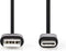 Nedis USB-Kabel - USB 2.0 - USB-A Male - USB-C Male - 15 W - 480 Mbps - Vernikkeld - 1.00 m - Rond - PVC - Zwart - Envelop
