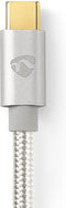 Nedis USB-Kabel - USB 2.0 - USB-A Male - USB-C Male - 15 W - 480 Mbps - Verguld - 2.00 m - Rond - Gevlochten / Nylon - Aluminium - Cover Window Box