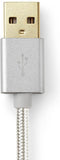 Nedis USB-Kabel - USB 2.0 - USB-A Male - USB-C Male - 15 W - 480 Mbps - Verguld - 2.00 m - Rond - Gevlochten / Nylon - Aluminium - Cover Window Box