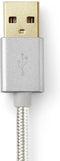 Nedis USB-Kabel - USB 2.0 - USB-A Male - USB-C Male - 15 W - 480 Mbps - Verguld - 1.00 m - Rond - Gevlochten / Nylon - Aluminium - Cover Window Box