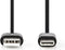 Nedis USB-Kabel - USB 2.0 - USB-A Male - USB-C Male - 15 W - 480 Mbps - Vernikkeld - 3.00 m - Rond - PVC - Zwart - Envelop