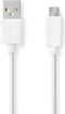 Nedis USB-Kabel - USB 2.0 - USB-A Male - USB-C Male - 60 W - 480 Mbps - Vernikkeld - 2.00 m - Rond - PVC - Wit - Doos