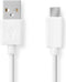 Nedis USB-Kabel - USB 2.0 - USB-A Male - USB-C Male - 60 W - 480 Mbps - Vernikkeld - 1.00 m - Rond - PVC - Wit - Doos