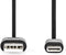 Nedis USB-Kabel - USB 2.0 - USB-A Male - USB-C Male - 60 W - 480 Mbps - Vernikkeld - 1.00 m - Rond - PVC - Zwart - Doos