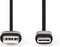 Nedis USB-Kabel - USB 2.0 - USB-A Male - USB-C Male - 60 W - 480 Mbps - Vernikkeld - 1.00 m - Rond - PVC - Zwart - Doos