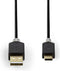 Nedis USB-Kabel - USB 2.0 - USB-A Male - USB-C Male - 60 W - 480 Mbps - Verguld - 1.00 m - Rond - PVC - Antraciet - Window Box