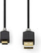 Nedis USB-Kabel - USB 2.0 - USB-A Male - USB-C Male - 60 W - 480 Mbps - Verguld - 1.00 m - Rond - PVC - Antraciet - Window Box