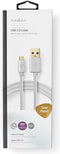 Nedis USB-Kabel - USB 2.0 - USB-A Male - USB Micro-B Male - 10 W - 480 Mbps - Verguld - 3.00 m - Rond - Gevlochten / Nylon - Aluminium - Cover Window Box