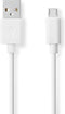 Nedis USB-Kabel - USB 2.0 - USB-A Male - USB Micro-B Male - 12 W - 480 Mbps - Vernikkeld - 2.00 m - Rond - PVC - Wit - Doos