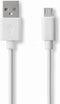 Nedis USB-Kabel - USB 2.0 - USB-A Male - USB Micro-B Male - 12 W - 480 Mbps - Vernikkeld - 1.00 m - Rond - PVC - Wit - Doos