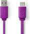 Nedis USB-Kabel - USB 2.0 - USB-A Male - USB Micro-B Male - 2.5 W - 480 Mbps - Vernikkeld - 1.00 m - Plat - PVC - Violet - Polybag