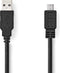Nedis USB-Kabel - USB 2.0 - USB-A Male - USB Micro-B Male - 480 Mbps - Vernikkeld - 1.00 m - Rond - PVC - Zwart - Doos