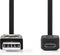 Nedis USB-Kabel - USB 2.0 - USB-A Male - USB Micro-B Male - 480 Mbps - Vernikkeld - 1.00 m - Plat - PVC - Zwart - Envelop