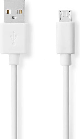 Nedis USB-Kabel - USB 2.0 - USB-A Male - USB Micro-B Male - 480 Mbps - Vernikkeld - 1.00 m - Rond - PVC - Wit - Doos